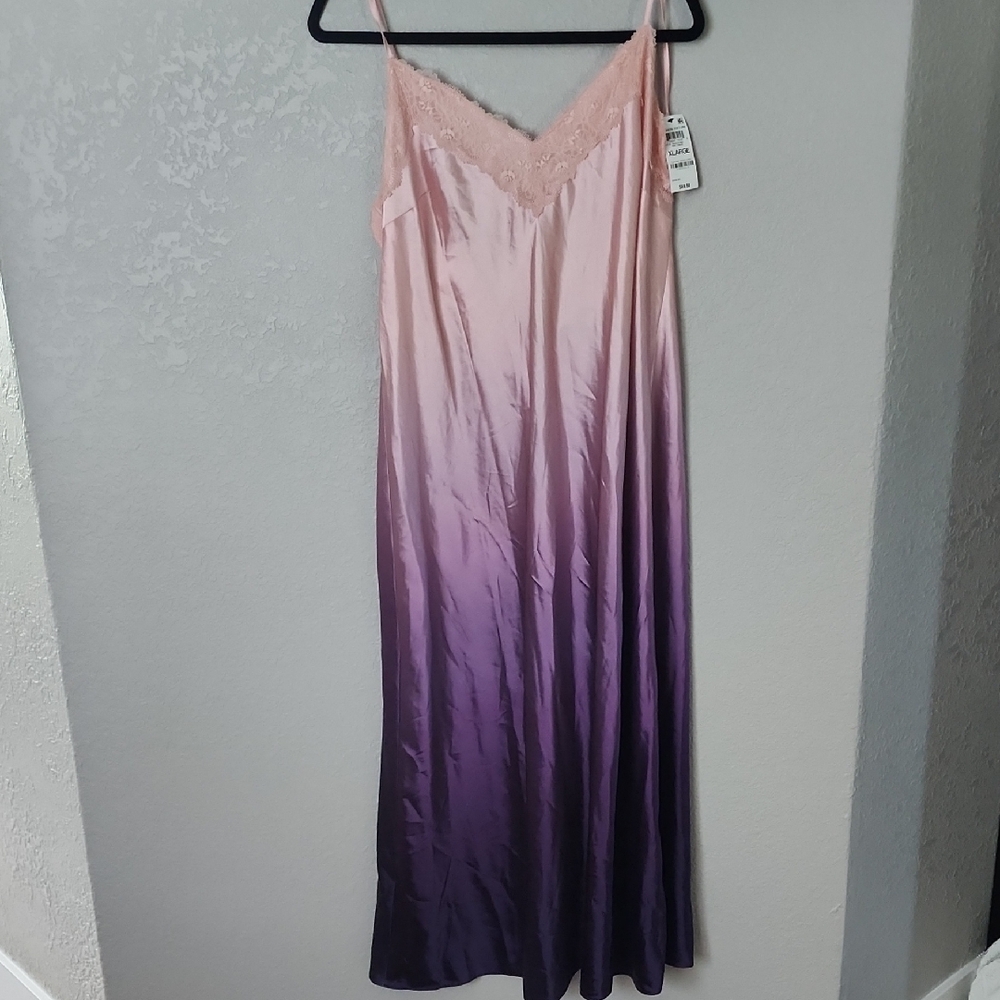 Macy's Pink and Purple Satin Nightgown